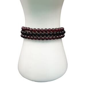 NWT 3 Pack Giadasio Handmade Black/Maroon Acrylic Beaded Elastic Bracelets